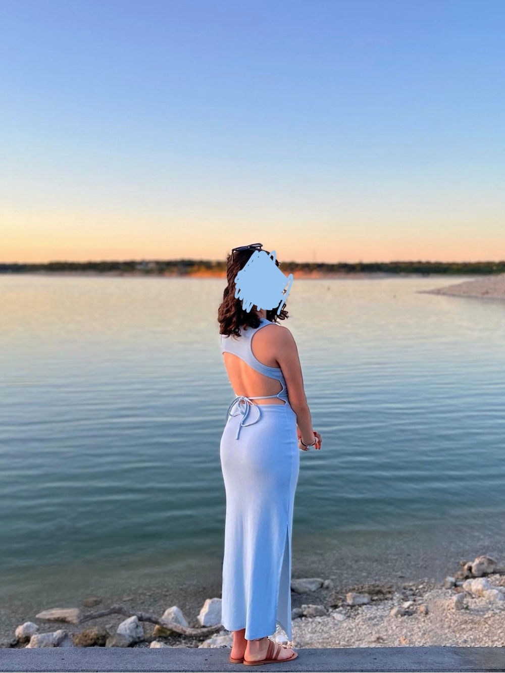 Forever 21 Light Blue Backless Maxi Dress with Tie Detail